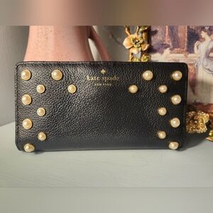 Kate Spade Black Pearl-Studded Dorina Women's Wallet Gold
